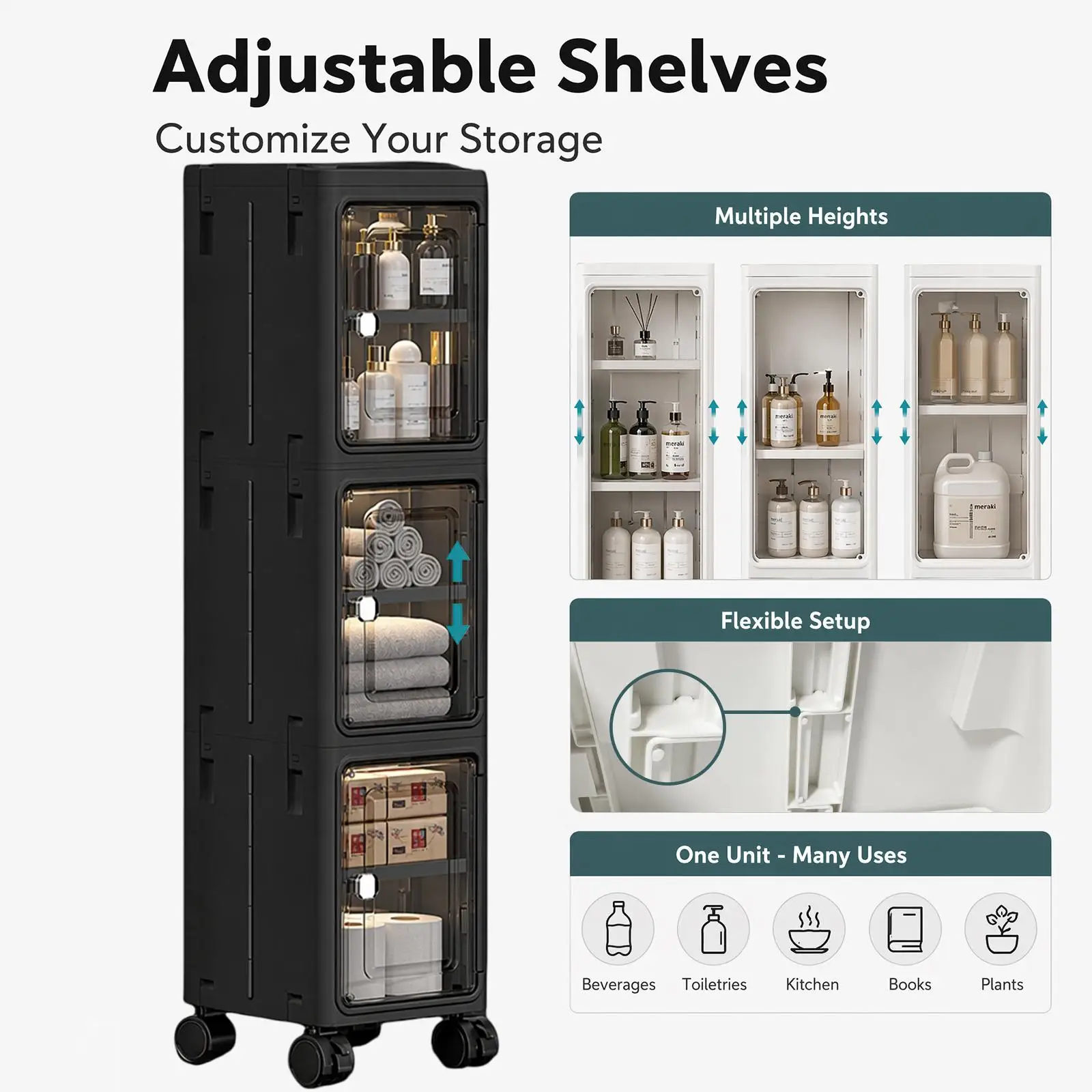 5-Tier Black Slim Narrow Rolli - Kitchen Gadgets Organizer ulasan dan harga