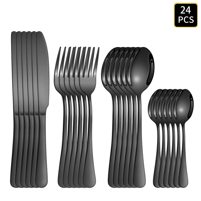 4/6/16/24pcs Black Stainless S - Kitchen Gadgets Gold ulasan dan harga