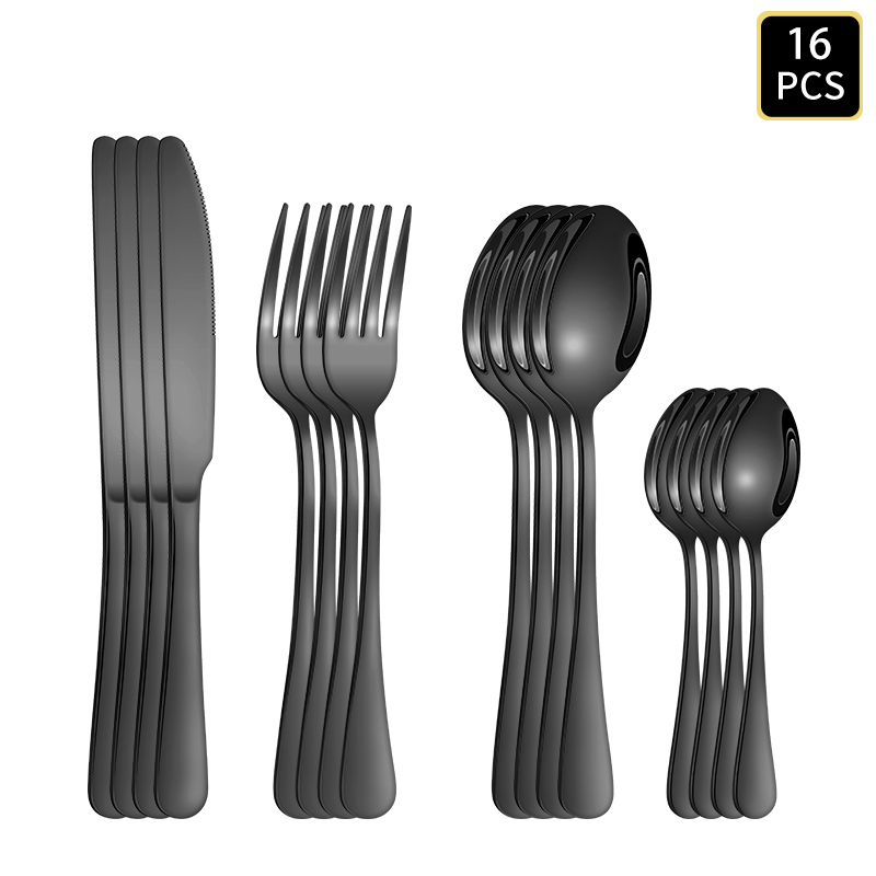 4/6/16/24pcs Black Stainless S - Kitchen Gadgets Gold ulasan dan harga